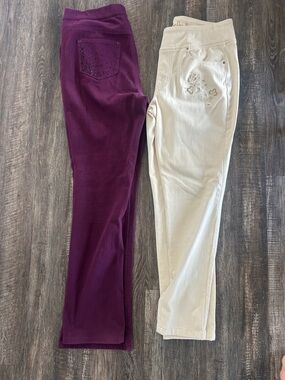 Belle by Kim Gravel Straight-Leg Jeans in Plum and Cream